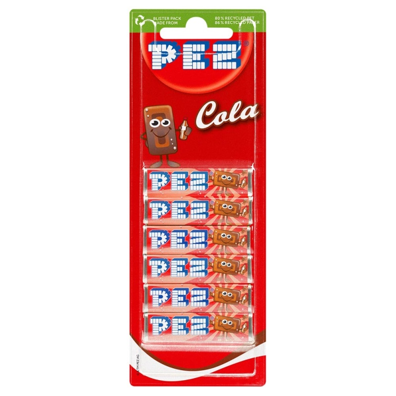 Cola Flavour PEZ Refill Tablets 6 Pack Sweets 51g